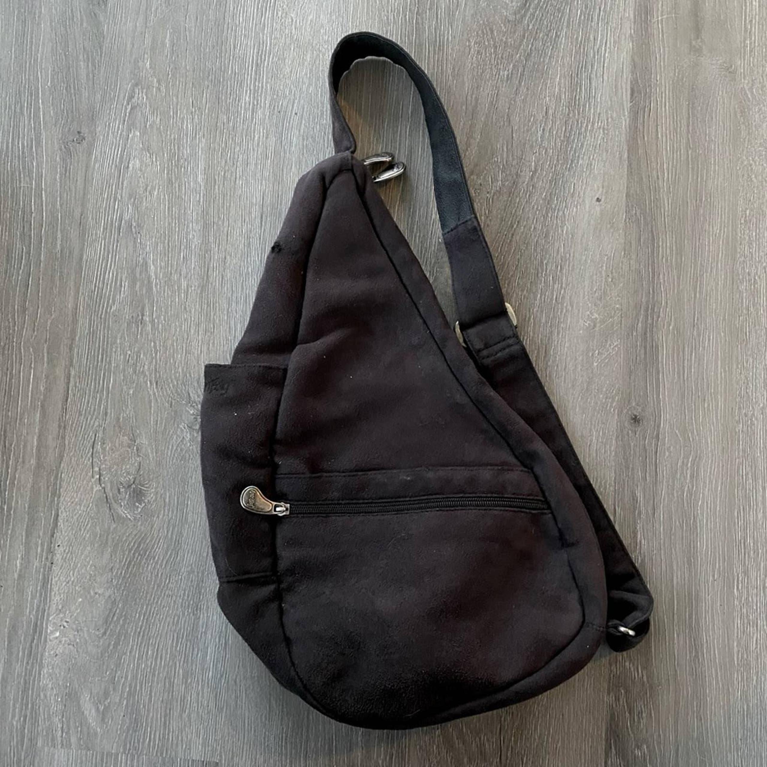Ameribag charcoal suede healthy crossbody sling backpack bag