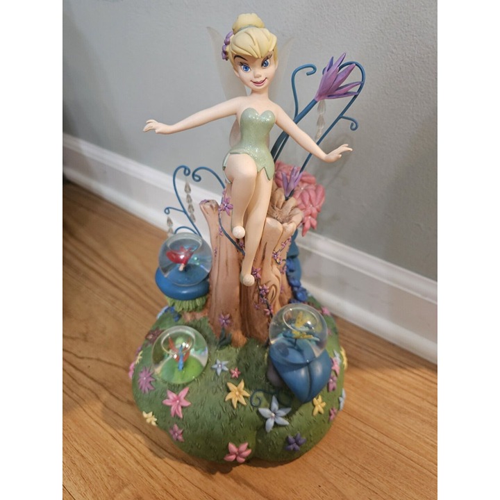 Disney Tinkerbell Dragonfly Snowglobe Figurine No Music Flowers Collectible