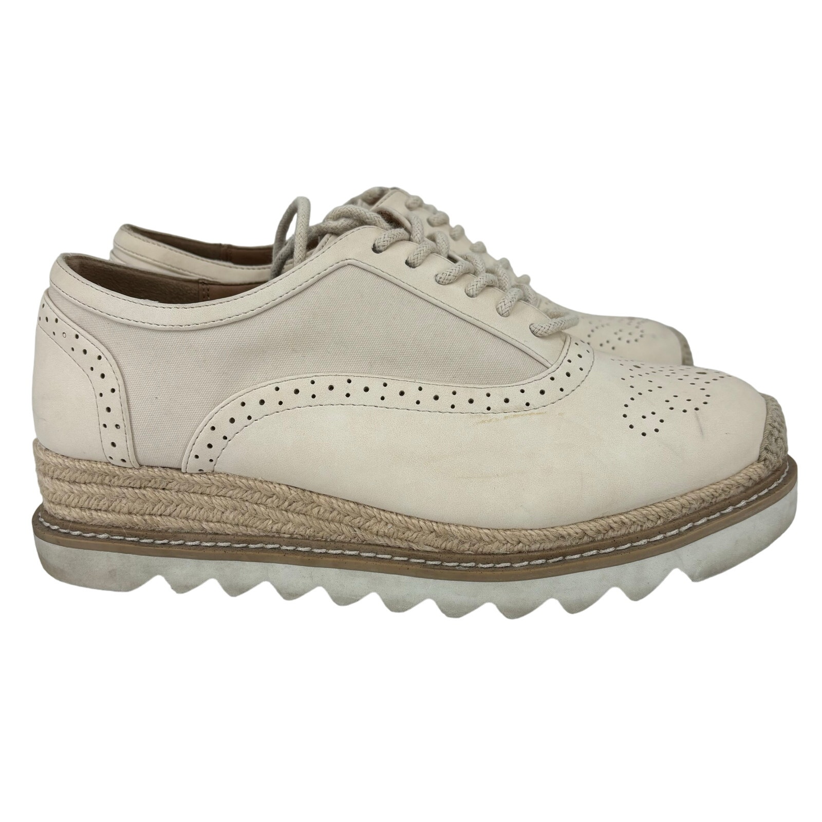 Torrid Platform Oxford Shoes Women's 10 WW Cream Espadrille Faux Leather Wide
