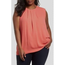 NWT Womens Plus Size 2X Vince Camuto Orange Melon Pleat Front Blouse Top