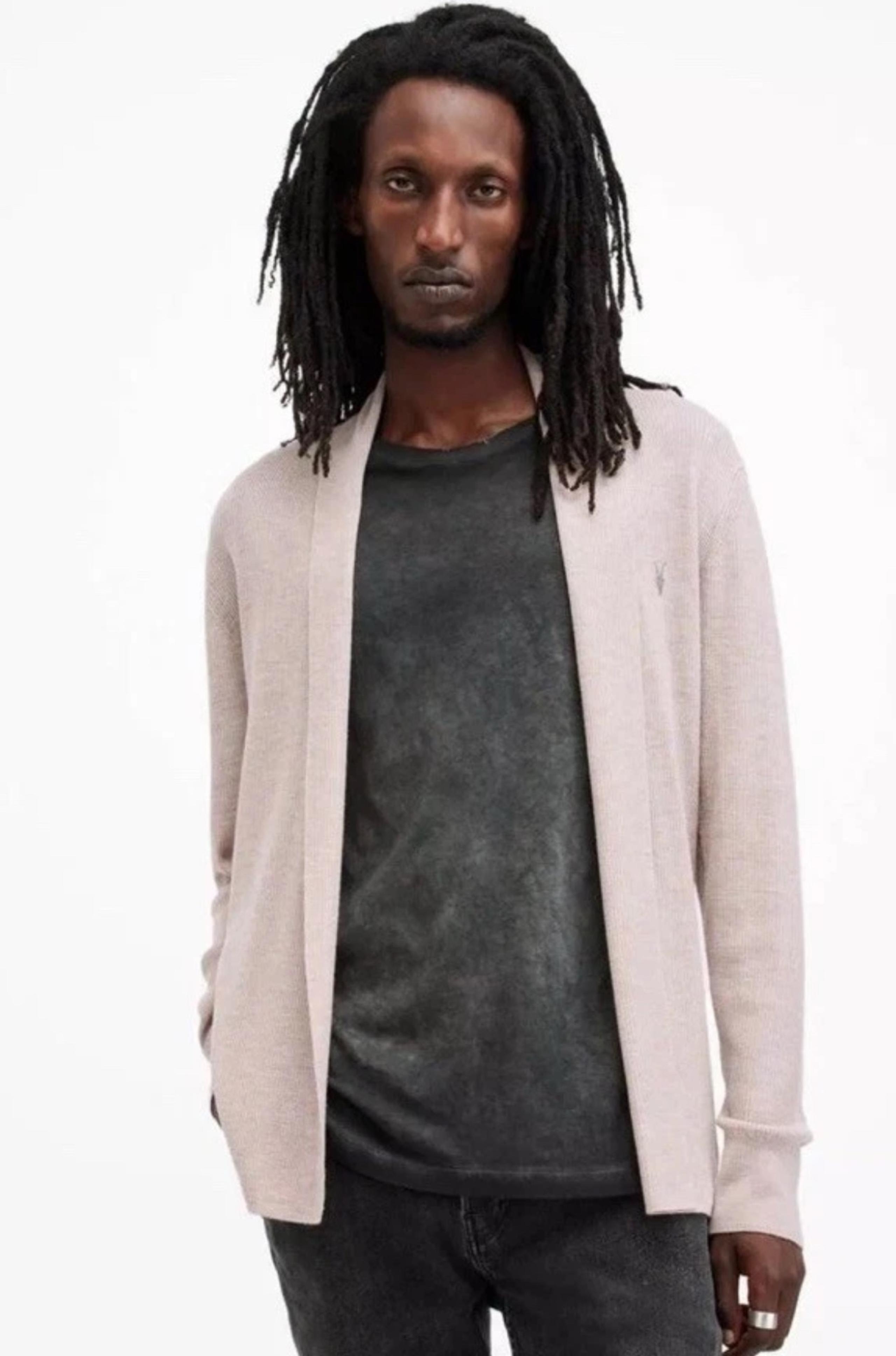AllSaints Stein Open-Stich Ramskull Cardigan Boston Taupe Medium