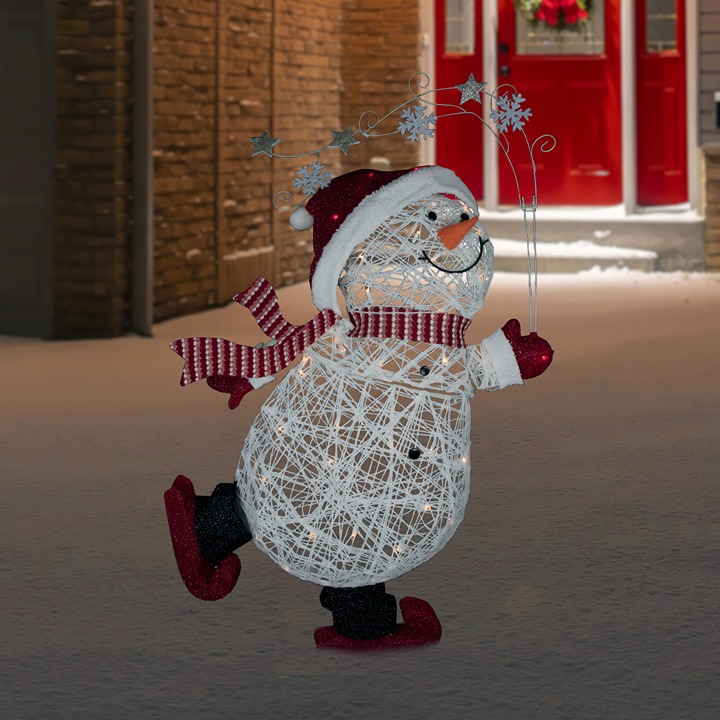 56 Lighted Ice Skating Snowman Outdoor Christmas Decoration