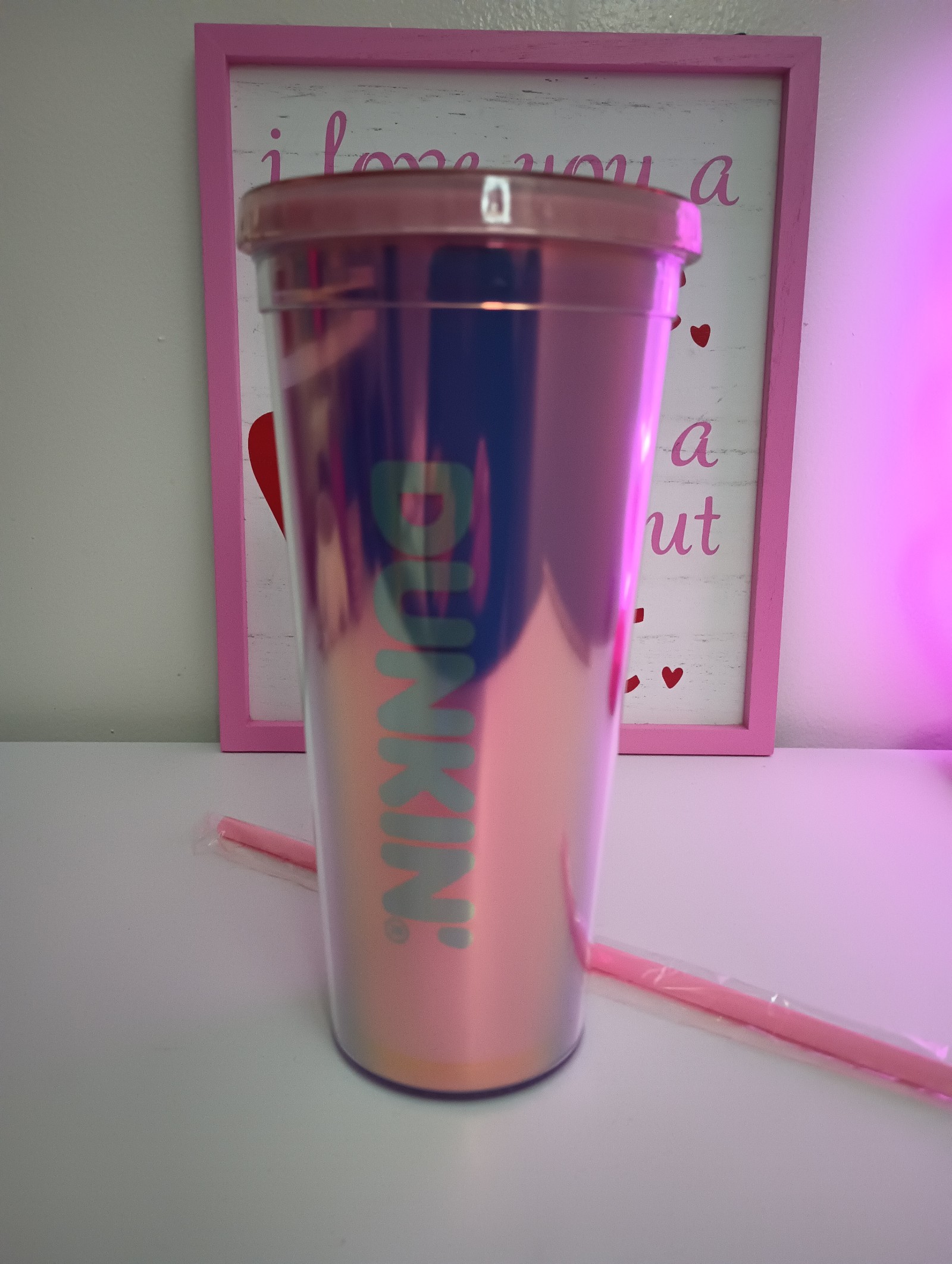 Dunkin Donuts Valentine's Day 2024 New Release Tumbler with Lid and Straw. New.