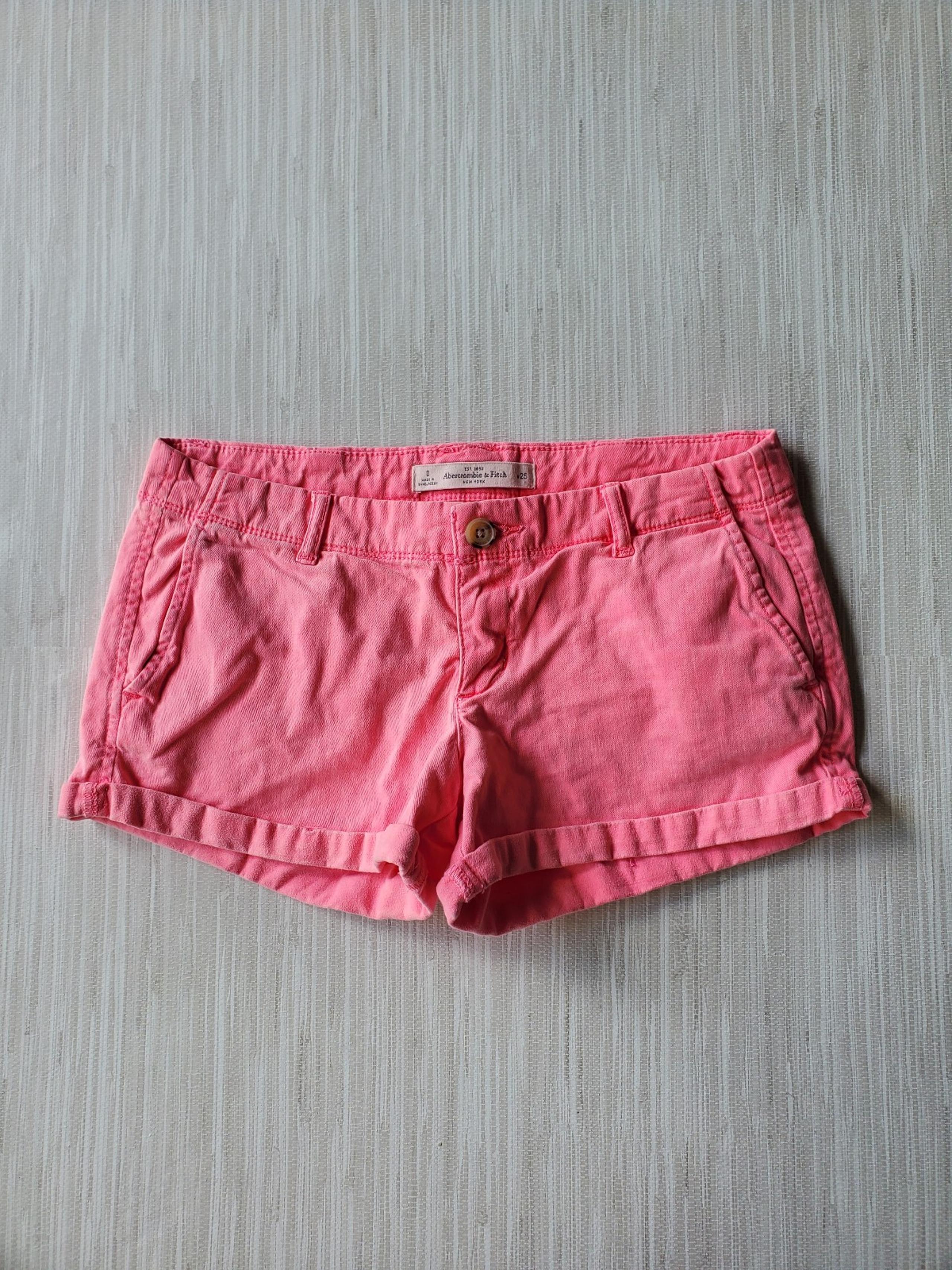Y2k Abercrombie & Fitch Washed Neon Pink Low Rise Shortie Cotton Shorts Size 25