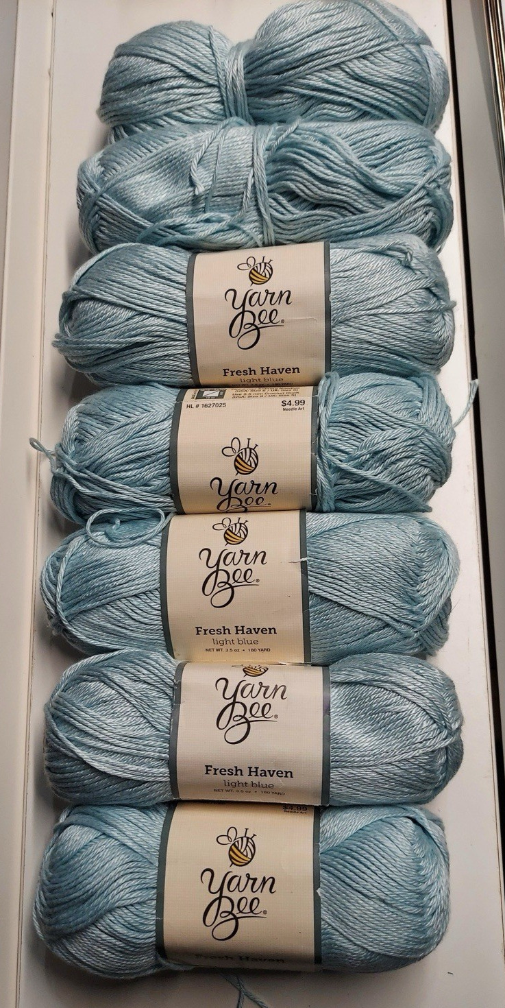 (Set of 7) Yarn Bee FRESH HAVEN, 3.5 oz ea. LIGHT BLUE