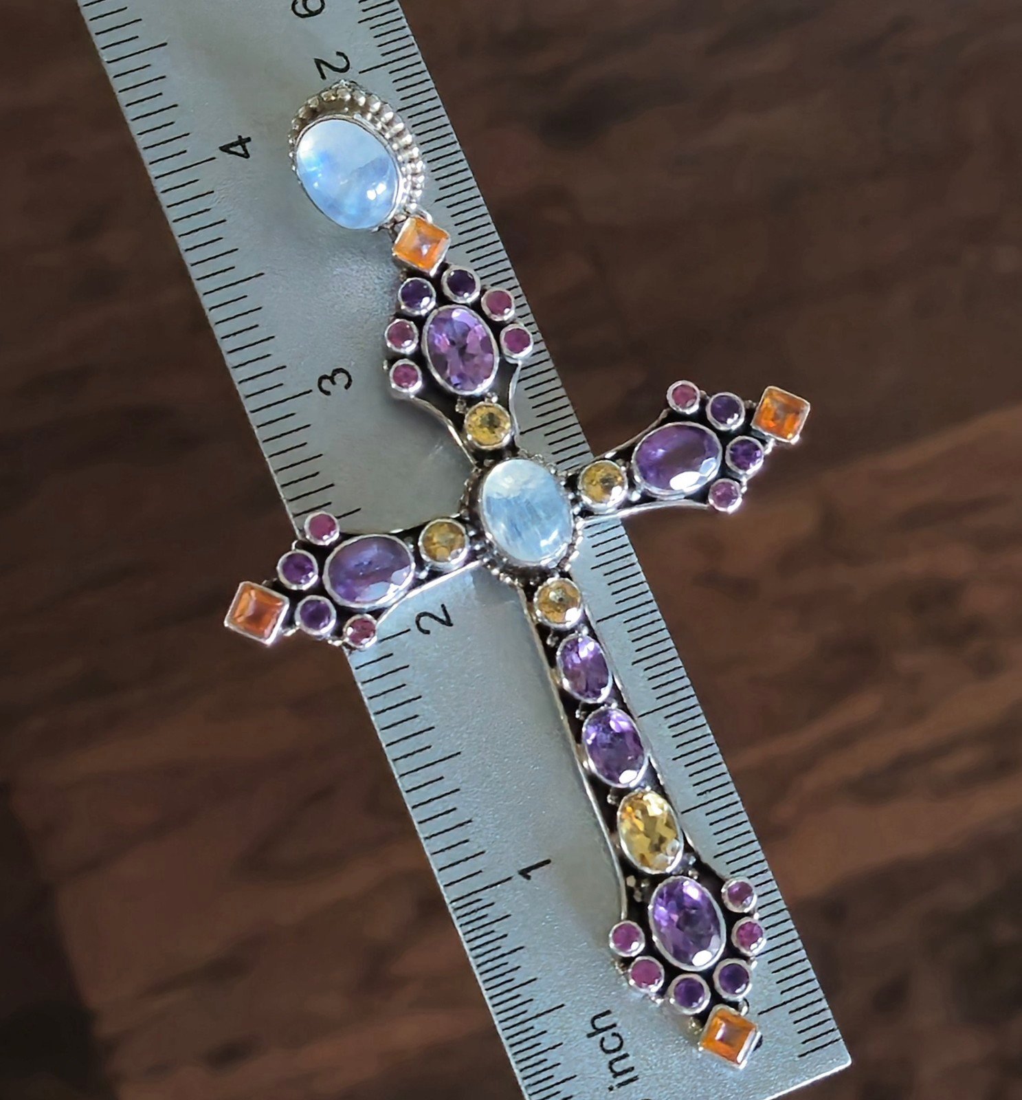 NICKY BUTLER 925 Sterling Silver Designer Cross Pendant Enhancer Moonstone 4 NB