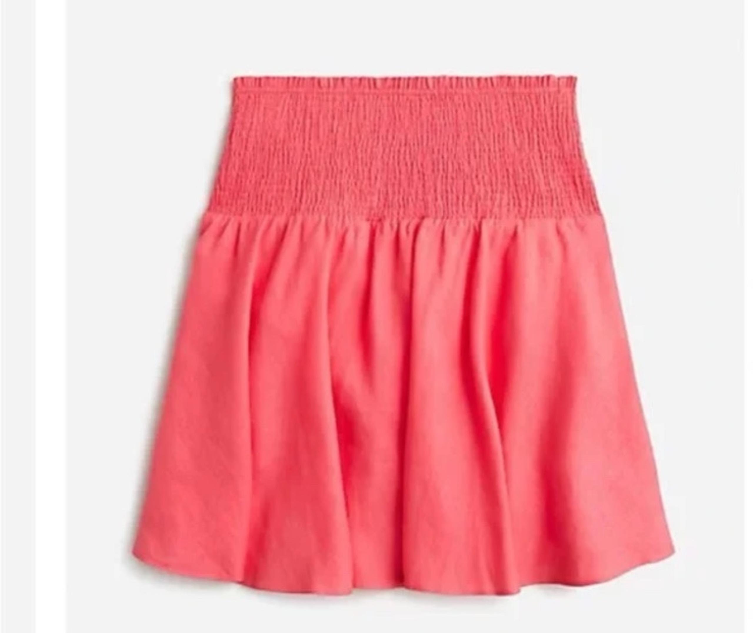 J Crew Linen Smocked Waist Mini Skirt