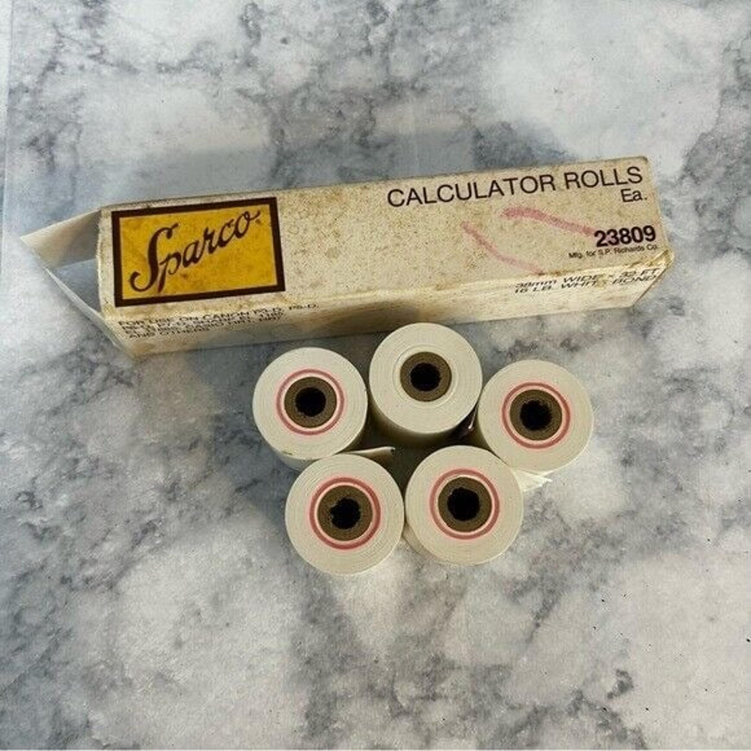 5 Calculator Rolls 23809 38mm x 32' 16 lb White Bond Vintage Paper - Sparco
