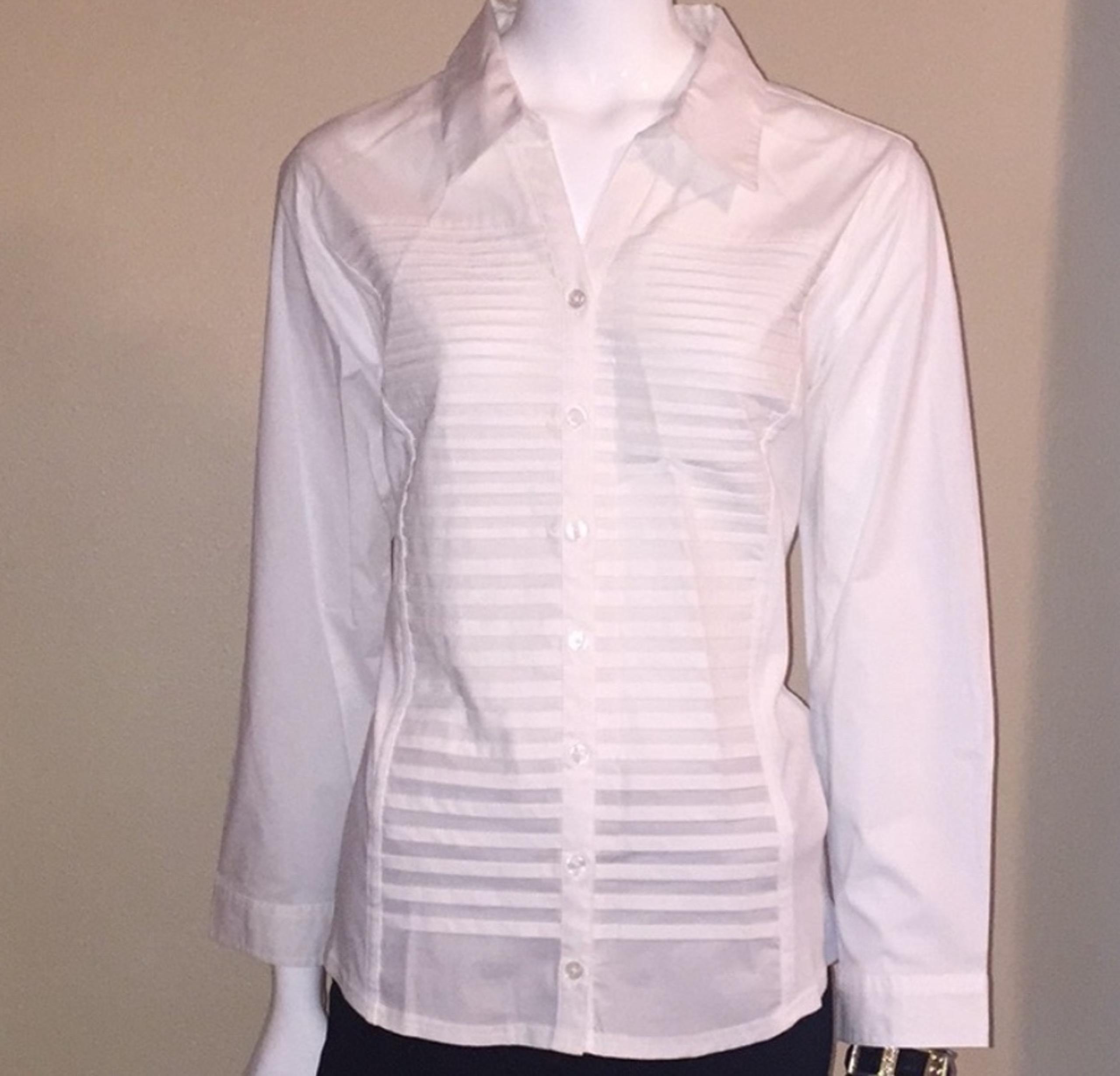 NWT Christopher & Banks White Button Down Shirt Top Womens Medium