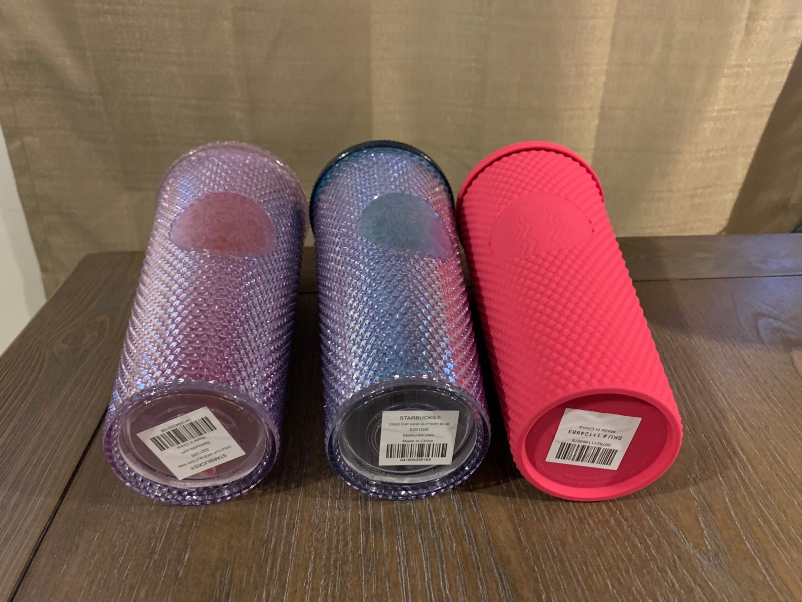 Starbucks Indonesia Glitter pink & Blue, Ruby Red