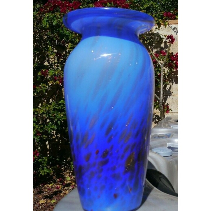 7.25 x 4.5 x 10.75 Skalny Oval Blue Ceramic Vase 7.25 x 4.5 x 10.75 Skalny Oval Blue Ceramic Vase