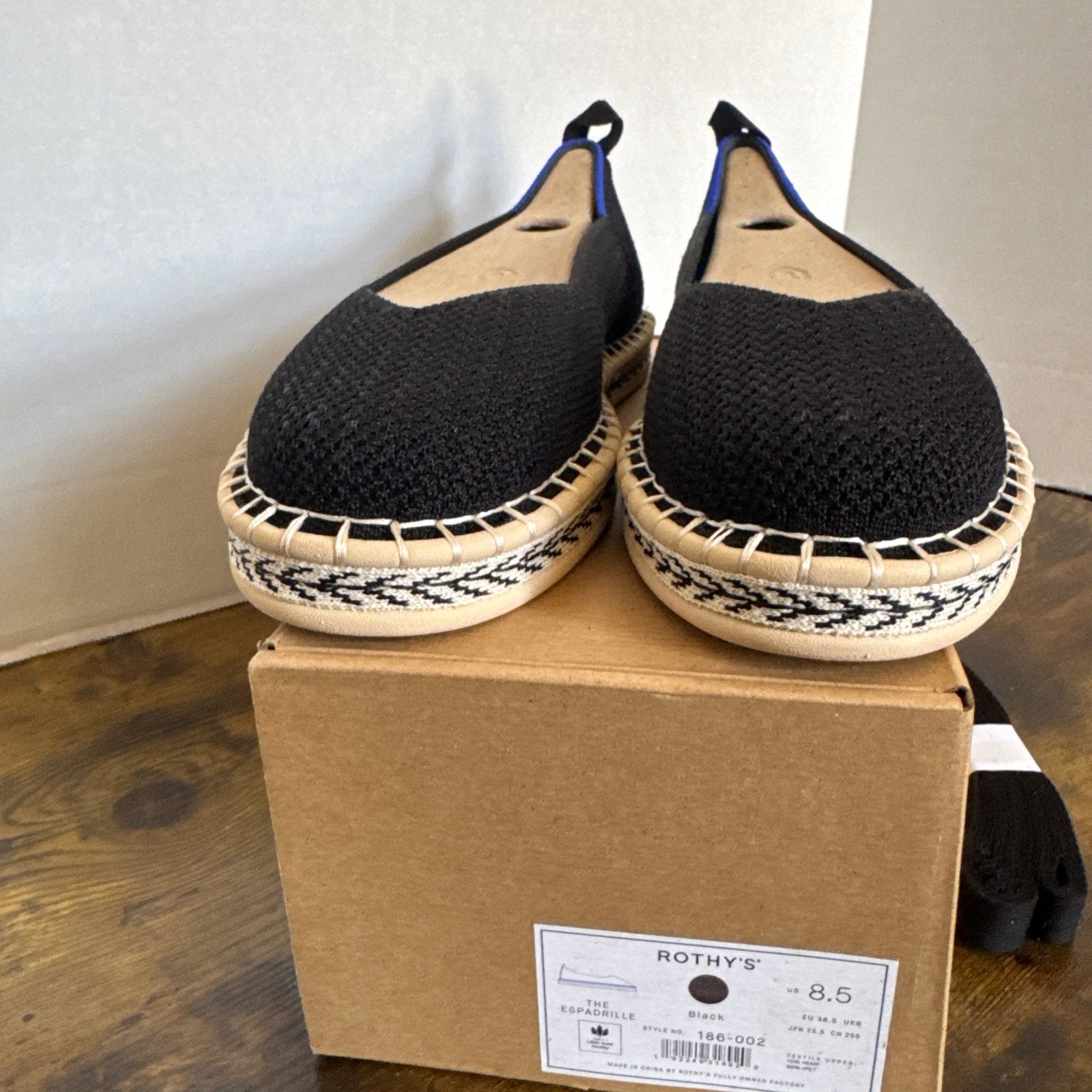 Rothys The Espadrille Black Size 8.5 New In Box Women’s Flat Shoes