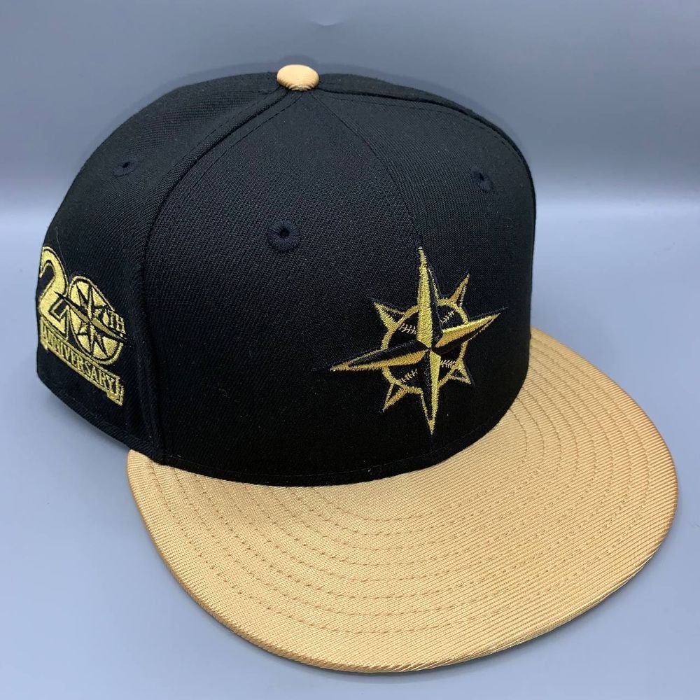 Seattle Mariners Hat Men 7 5/8 Black 20th Anniversary 59Fifty New Era Fitted Cap