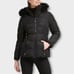 Guess Faux-Fur-Trim Black Hooded Puffer Coat
