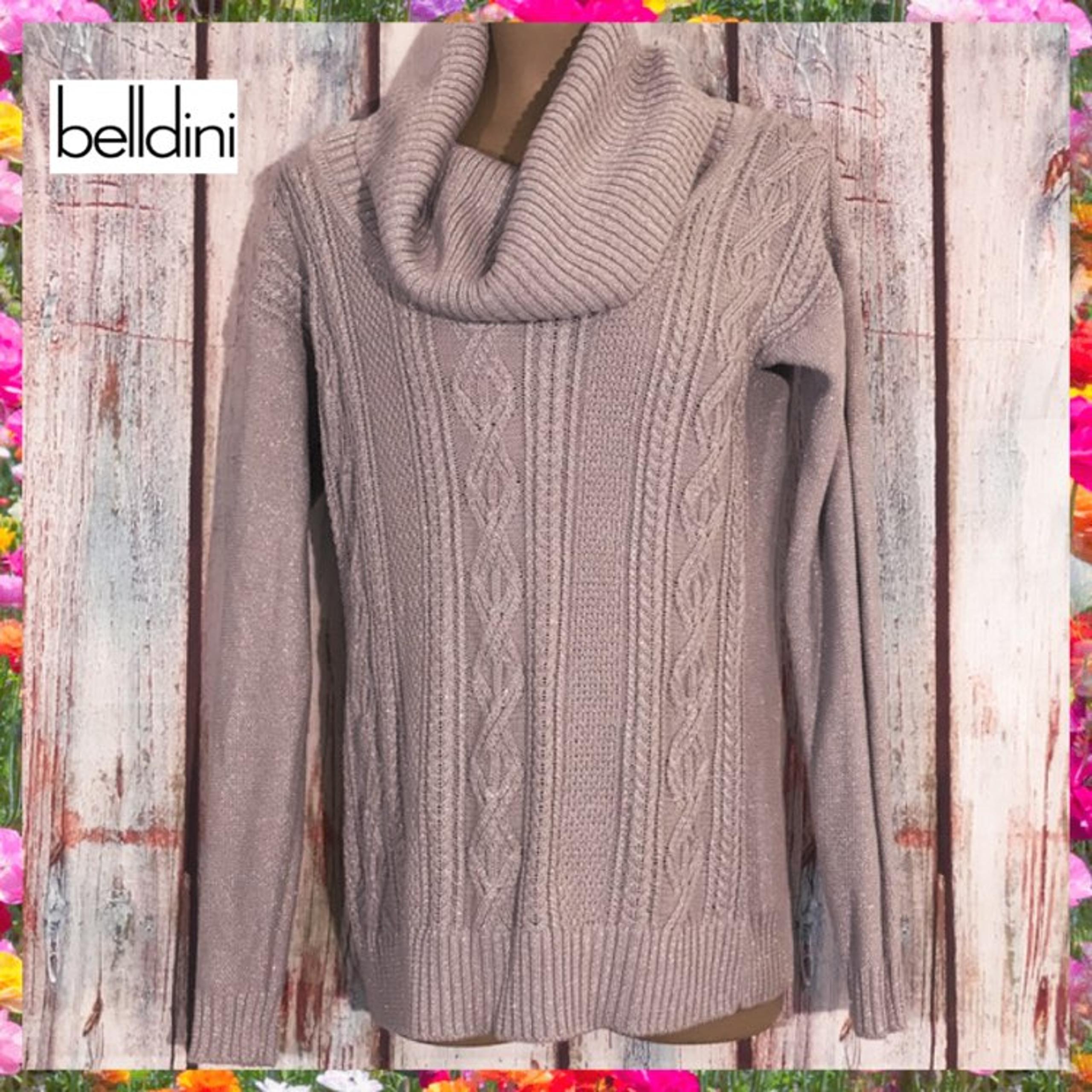 Belldini Cowl Neck Cable Knit Sweater