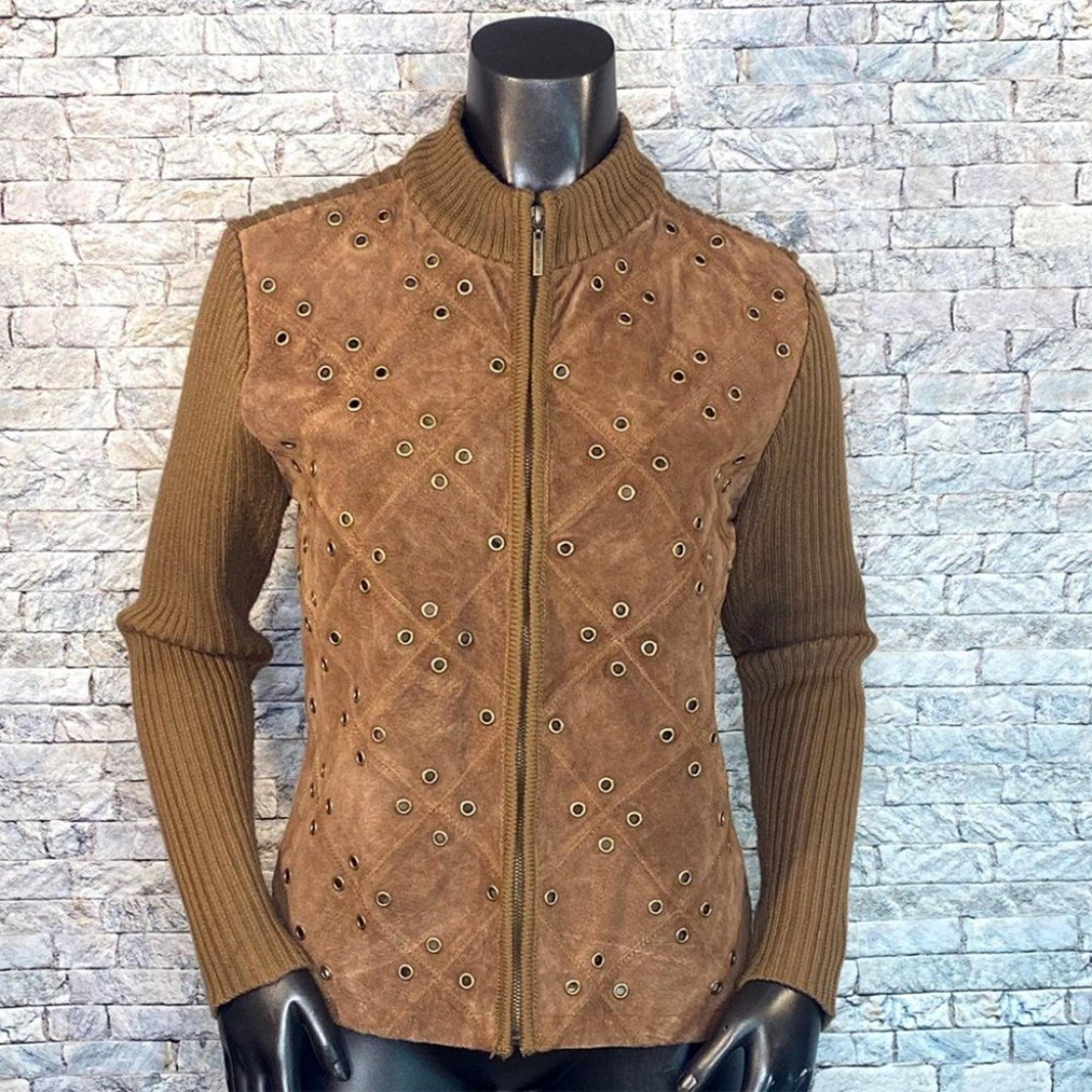 Robert Louis Suede Sweater Jacket Coat Women's Size Small Full Zip