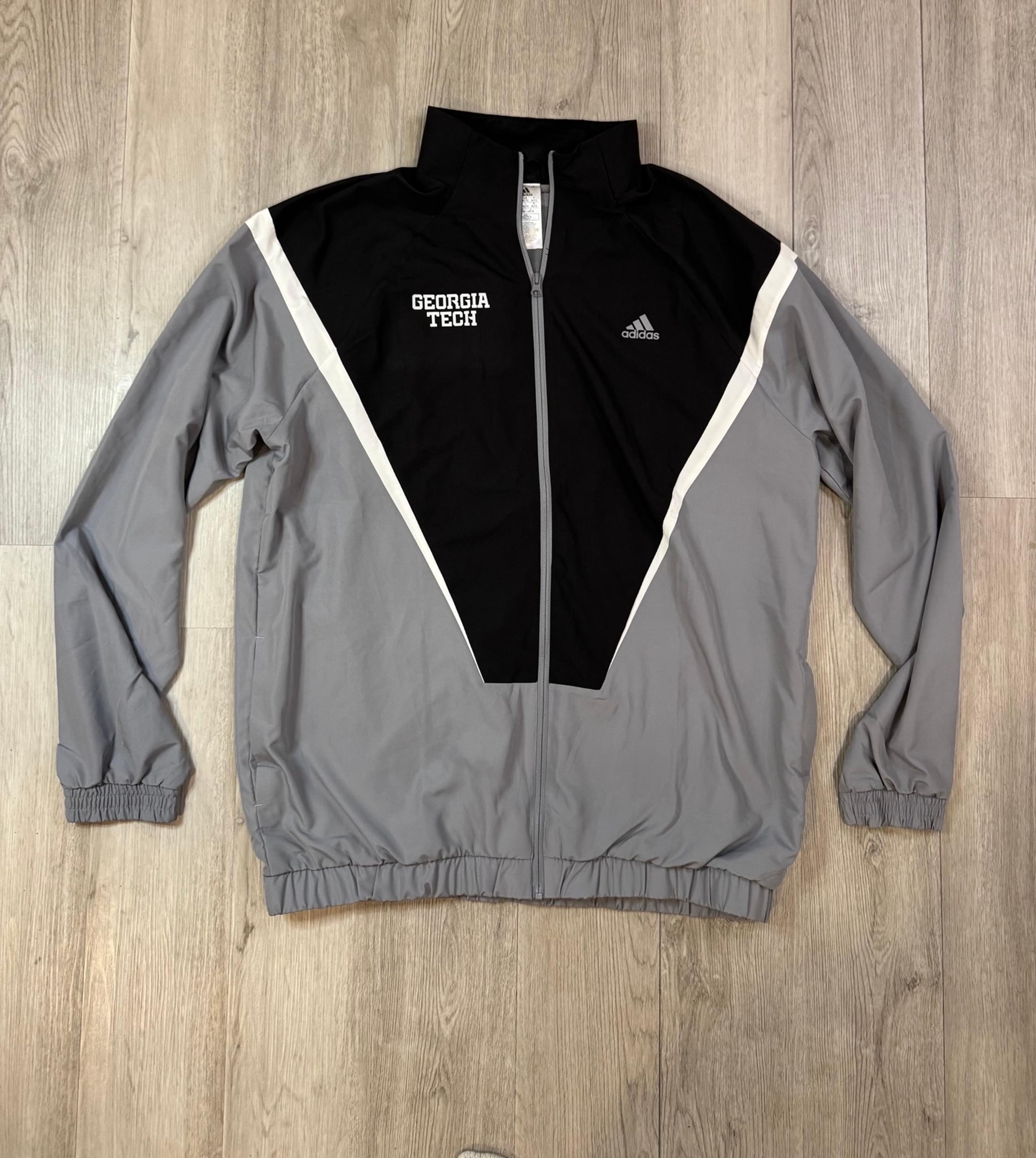 Adidas Georgia Tech Men’s Black Gray Full Zip Wind Breaker Jacket Size XLT2