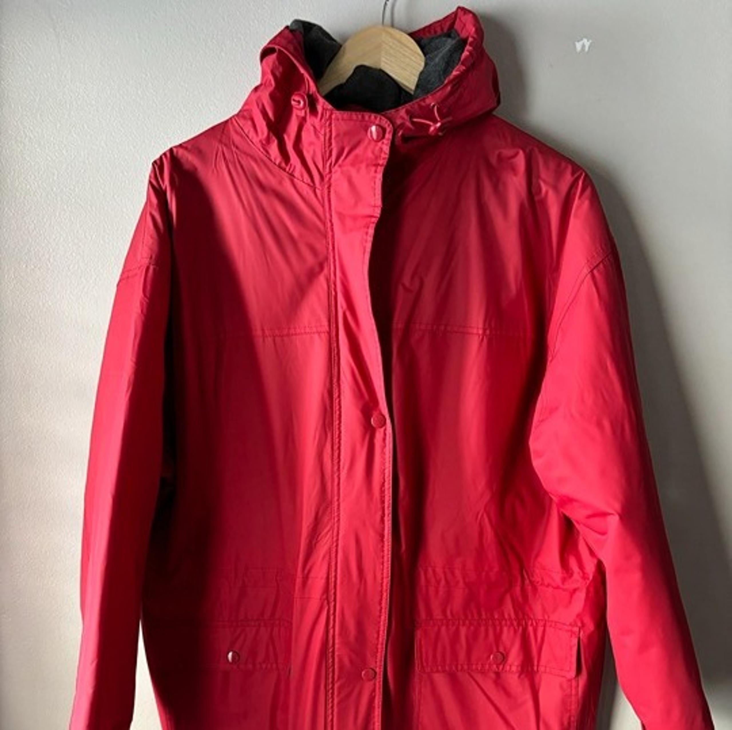 Talbots Long Premium Rain Coat Trench Hooded Womens Red XL Insulated Nice