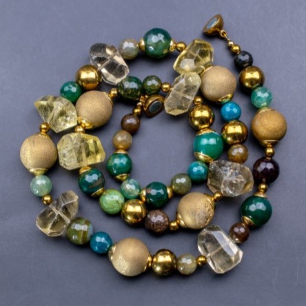 Chunky gemstone necklace, multi stone handmade necklace