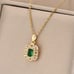 18K Gold Womens 1ct Diamond 2ct Green Emerald Gemstone Necklace 16 18 Jewelry
