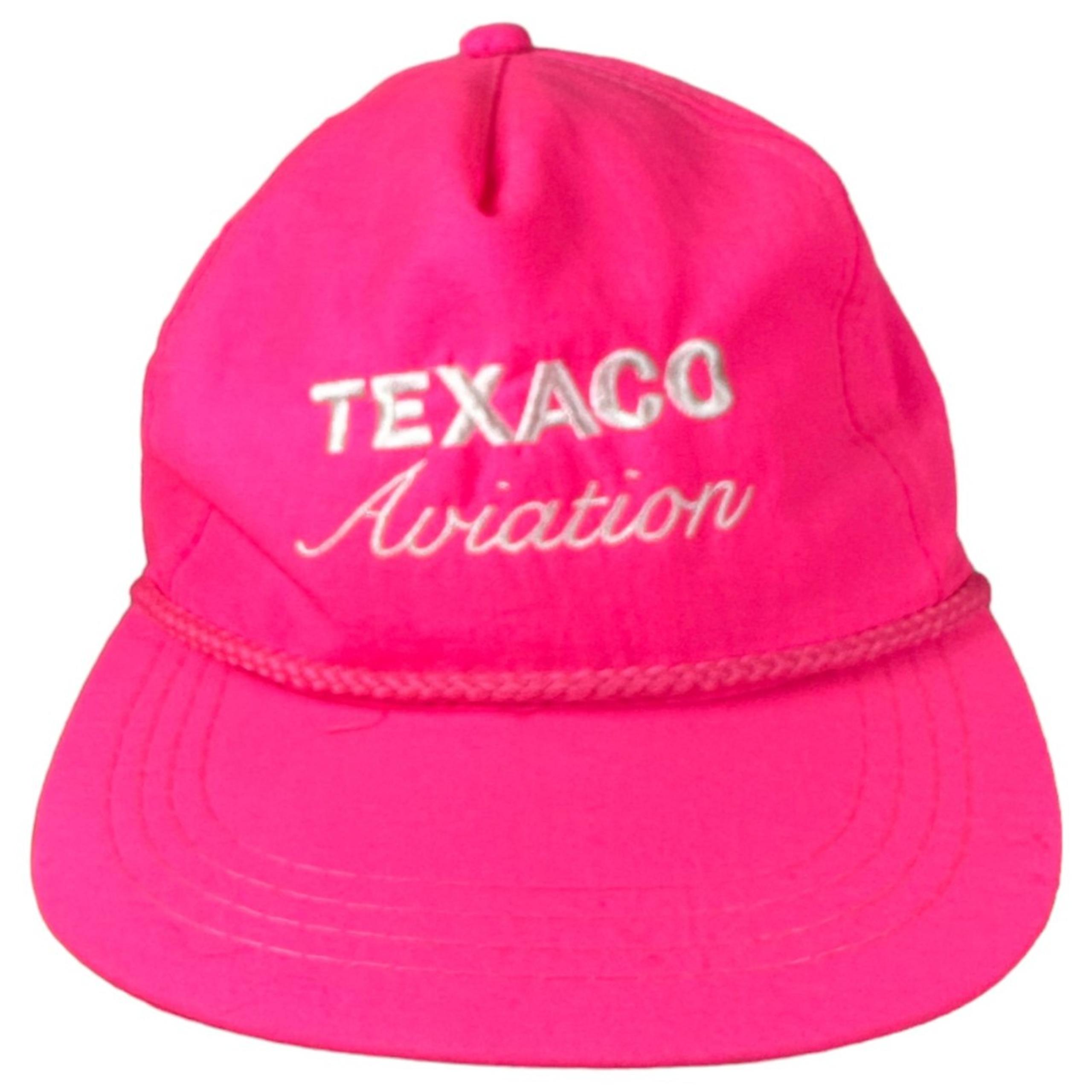 Texaco Aviation Vintage Rope Hat Hot Pink Snapback Adjustable One Size