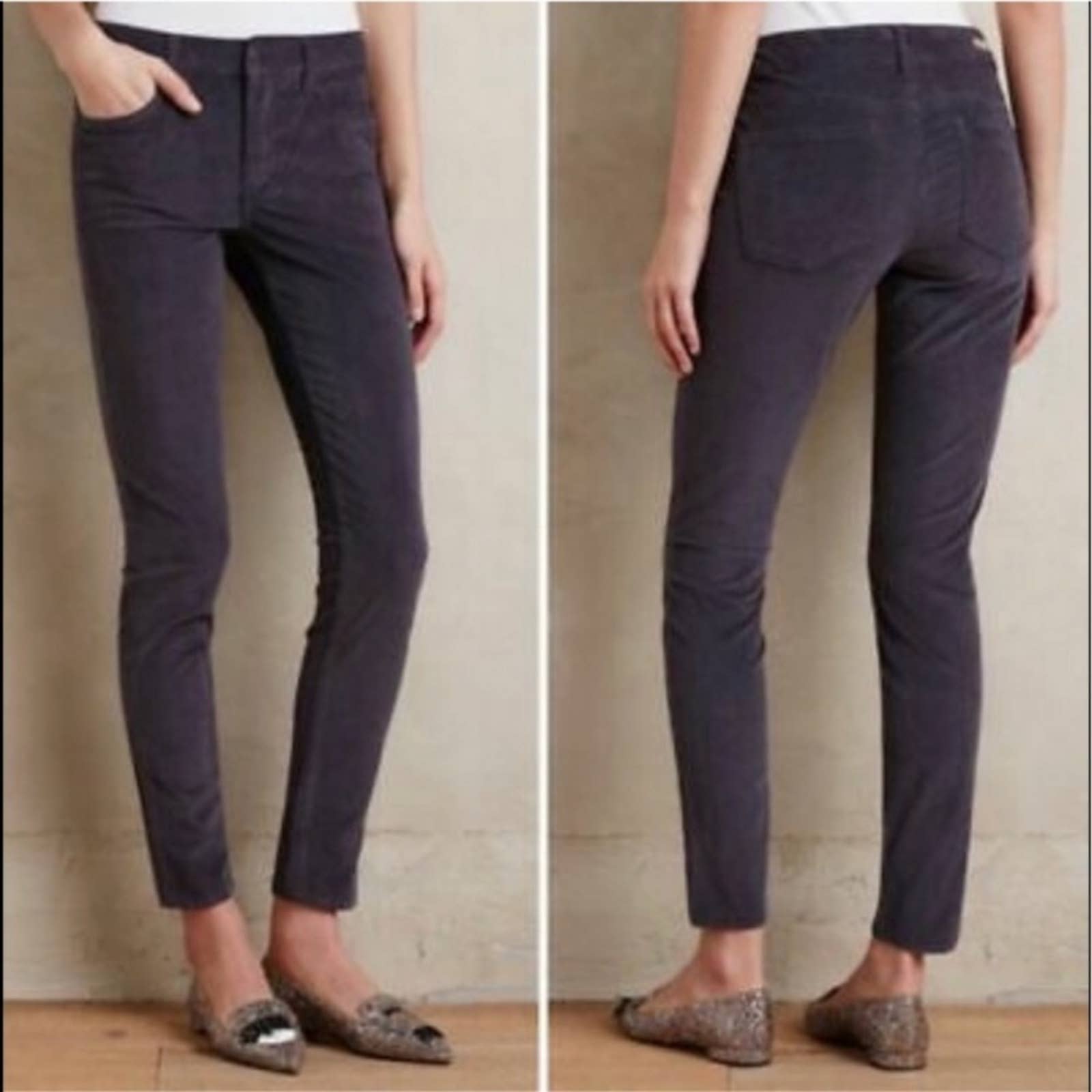 Anthropologie Pilcro & The Letterpress Corduroy Skinny Jean Leggings w Zippers