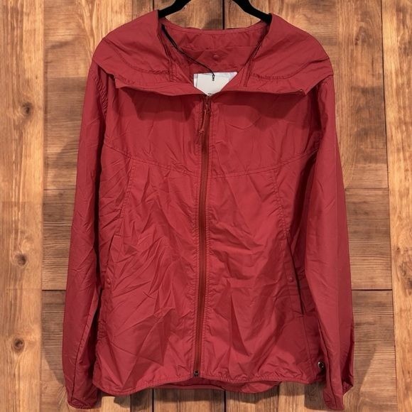 NEW Herschel Burnt Orange Hooded Windbreaker Packable Jacket Size M