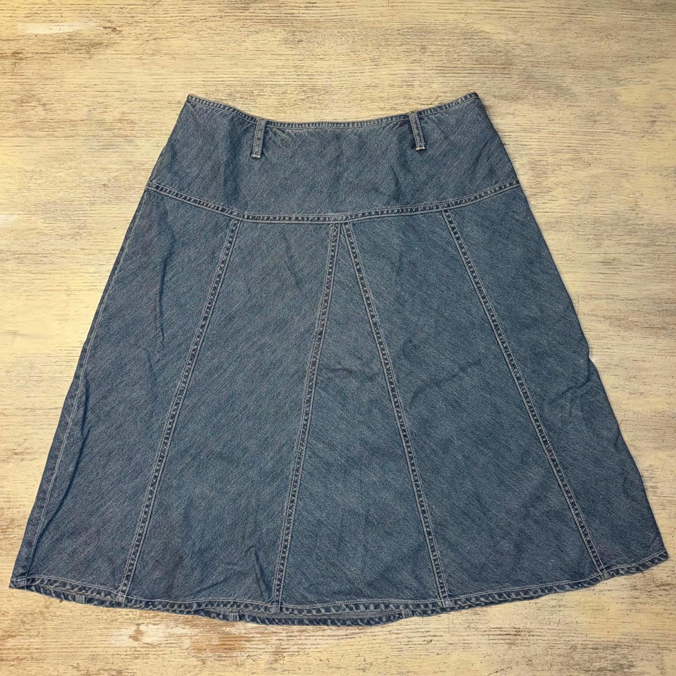 EUC Sigrid Olsen Low Rise A-Line Denim Cotton Skirt Size 4