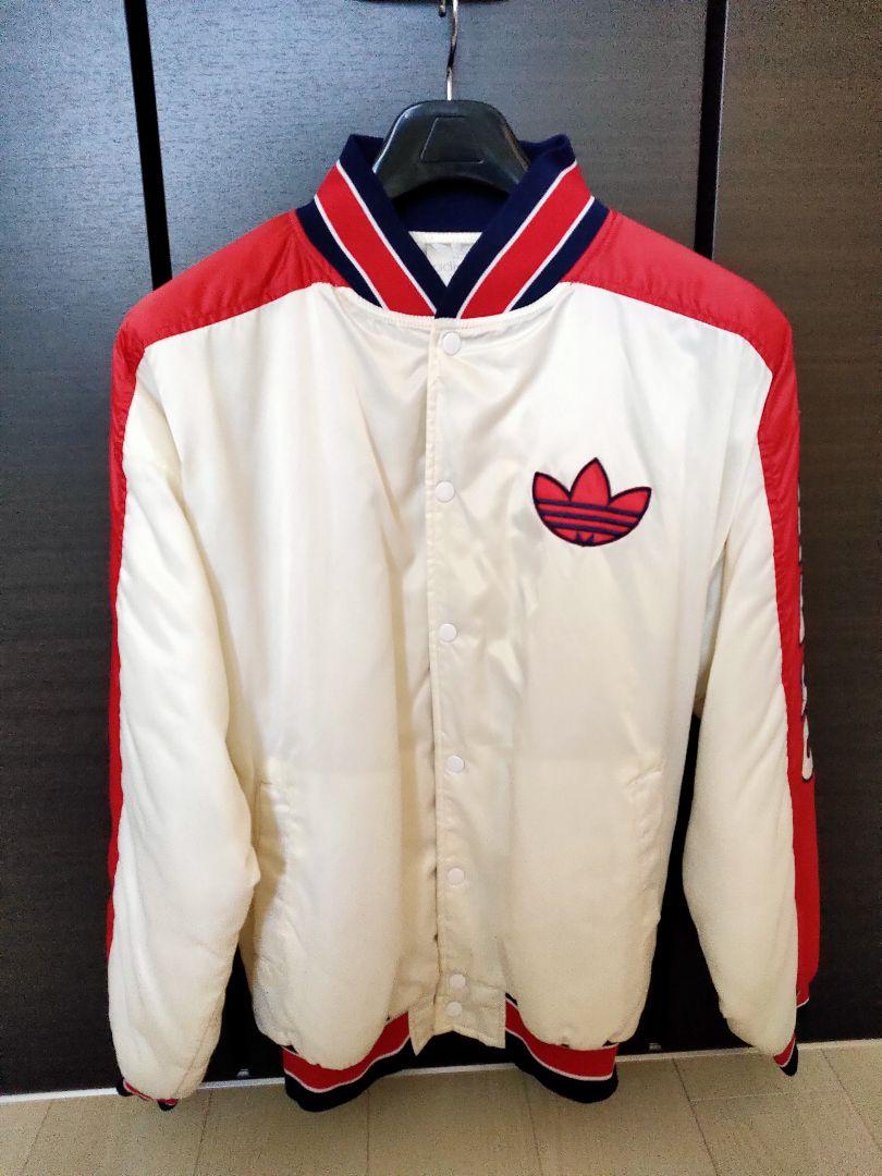 adidas Stadium Jacket, 80s Vintage, Pre-owned, White/Red