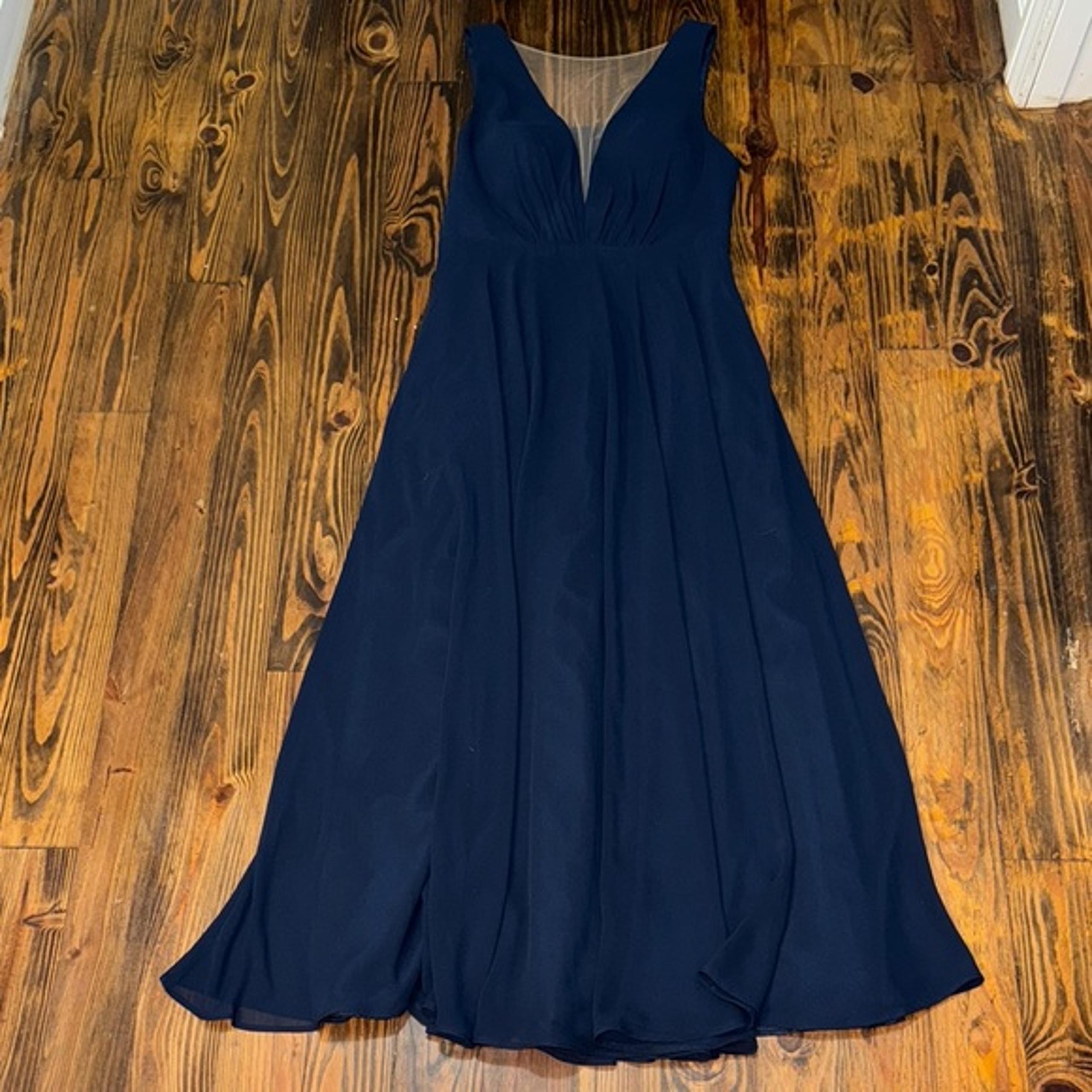 Jenny Yoo Navy Blue Flowing Maxi Formal Dress