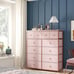 Pink Dresser for Girls Bedroom with 12 Drawers, Dresser for Bedroom 11.8x40.6x43