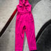 Trina Turk Fuschia Ruffles V Neck Jumpsuit
