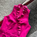 Trina Turk Fuschia Ruffles V Neck Jumpsuit