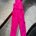 Trina Turk Fuschia Ruffles V Neck Jumpsuit