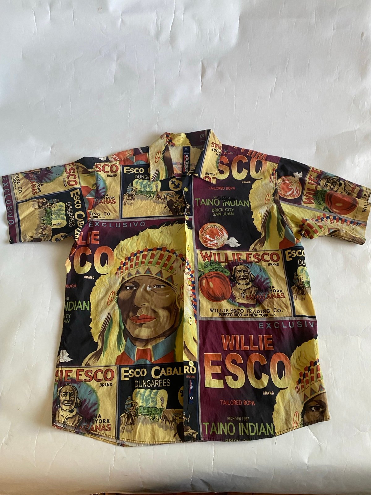 VINTAGE WILLIE ESSCO ‘Yellow’ WESTERN CASUAL SHORT SLEEVE BUTTON UP SIZE XL