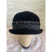 Vintage 1940s Black Felt Bowler Hat With Studded Ribbon Band