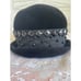 Vintage 1940s Black Felt Bowler Hat With Studded Ribbon Band