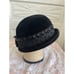 Vintage 1940s Black Felt Bowler Hat With Studded Ribbon Band