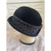 Vintage 1940s Black Felt Bowler Hat With Studded Ribbon Band