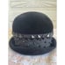Vintage 1940s Black Felt Bowler Hat With Studded Ribbon Band