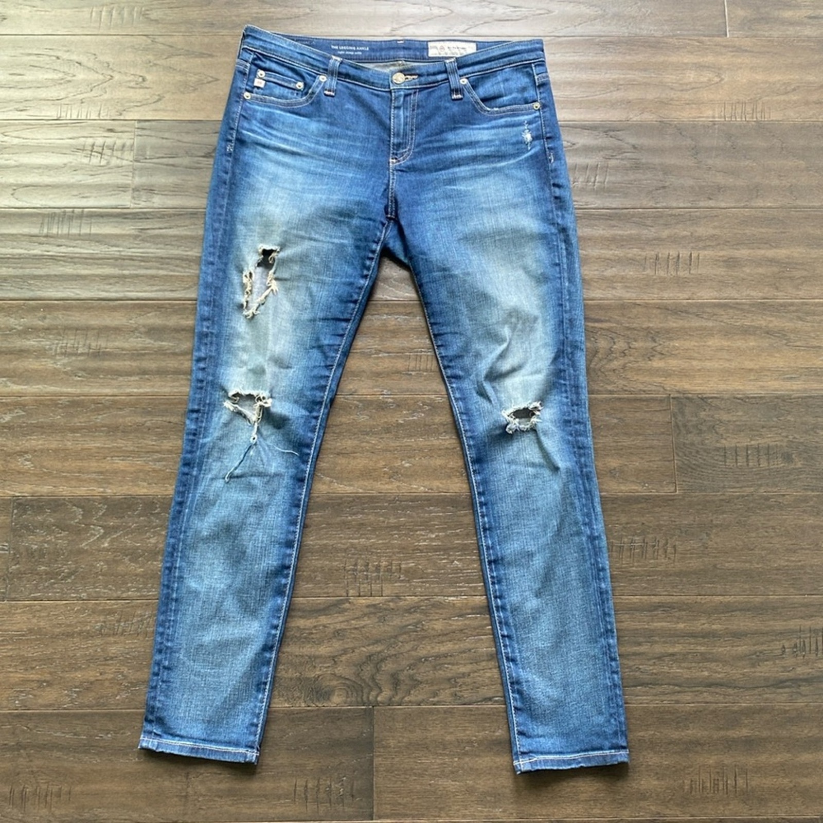 ADRIANO GOLDSCHMIED Skinny Jean Womens Sz 28 The Legging Ankle Blue Distressed