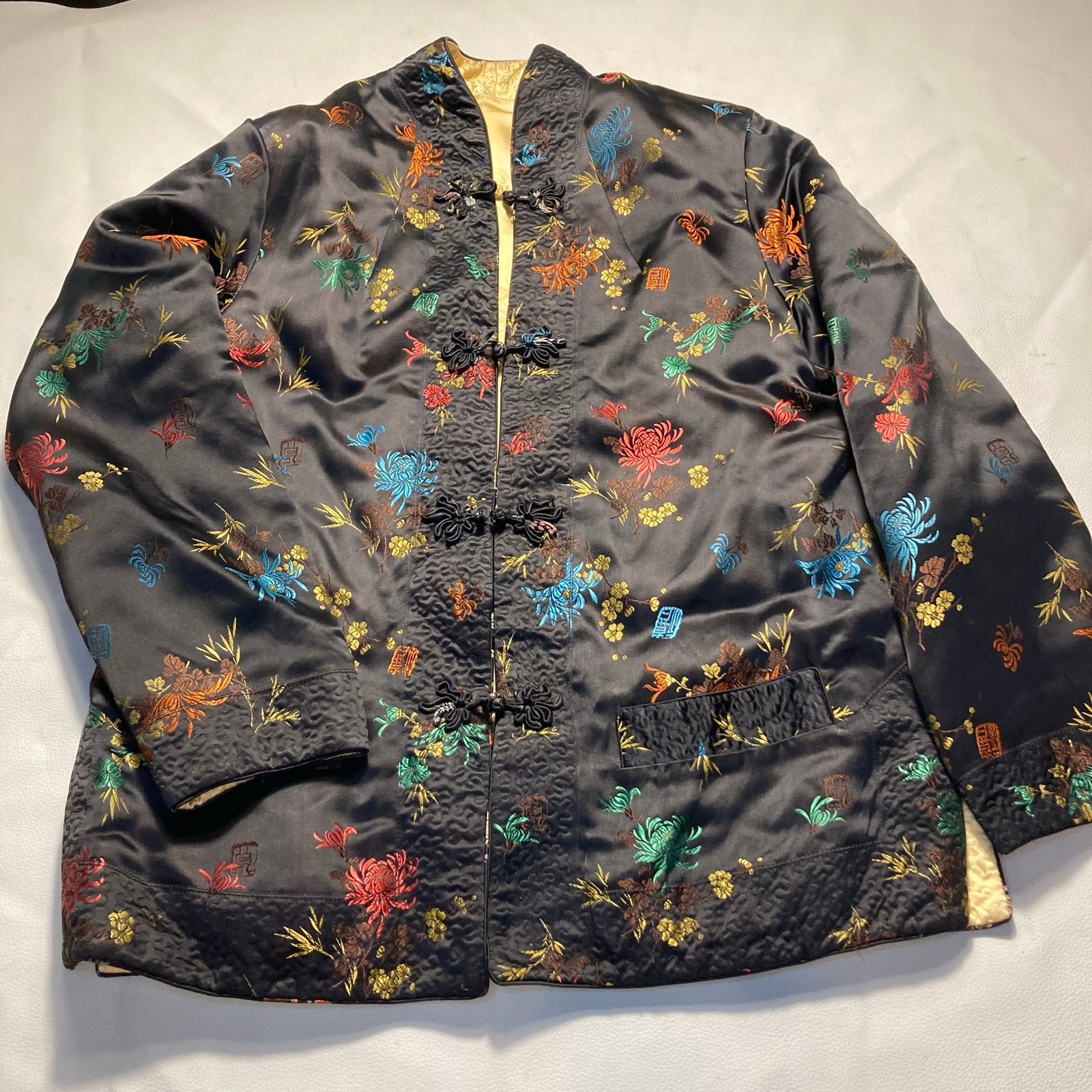 Vintage Chinese satin embroidered reversible jacket