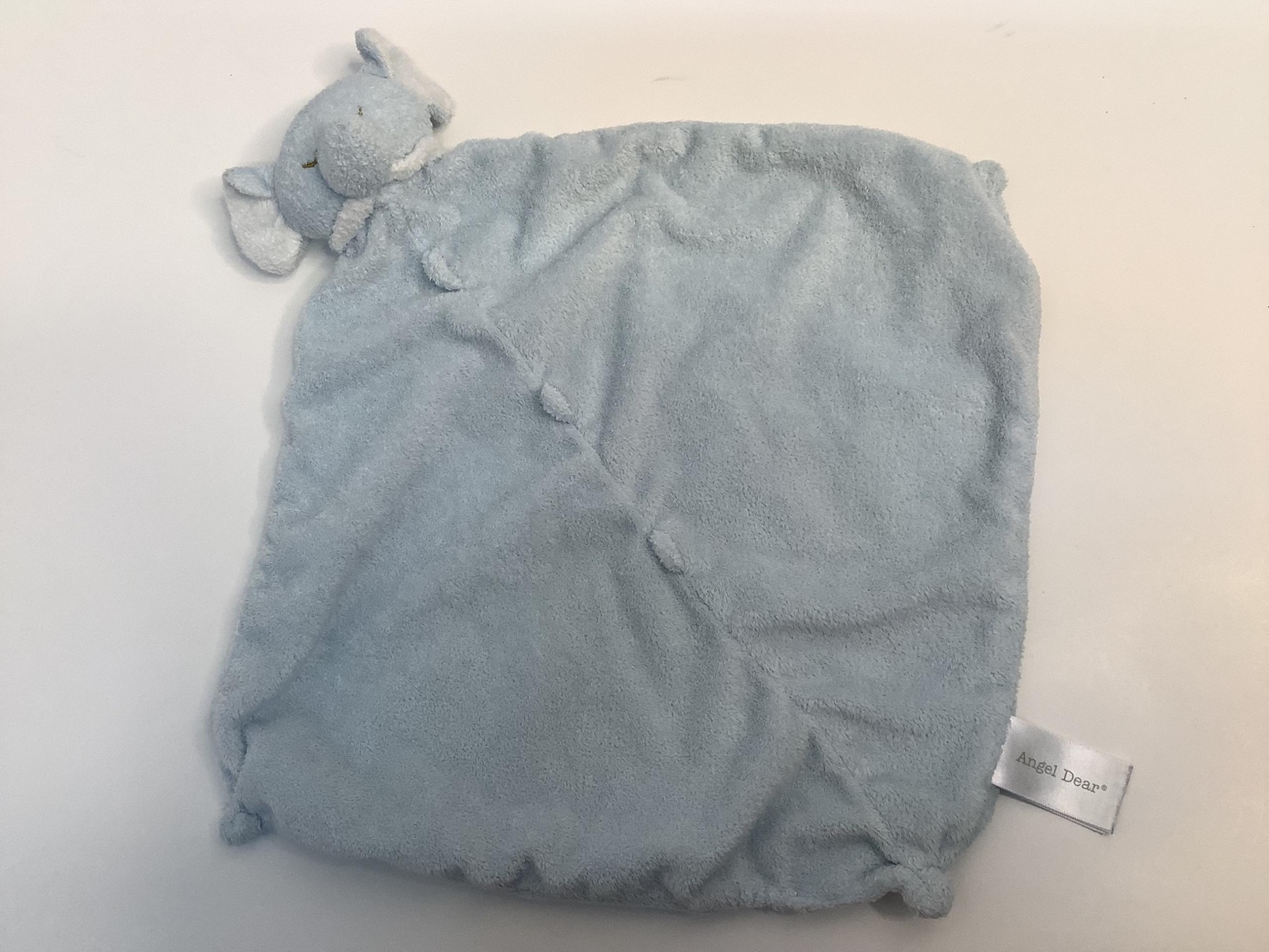 Angel Dear Lovey Baby Security Blanket Plush Blue Elephant Stuffed Rare Soft