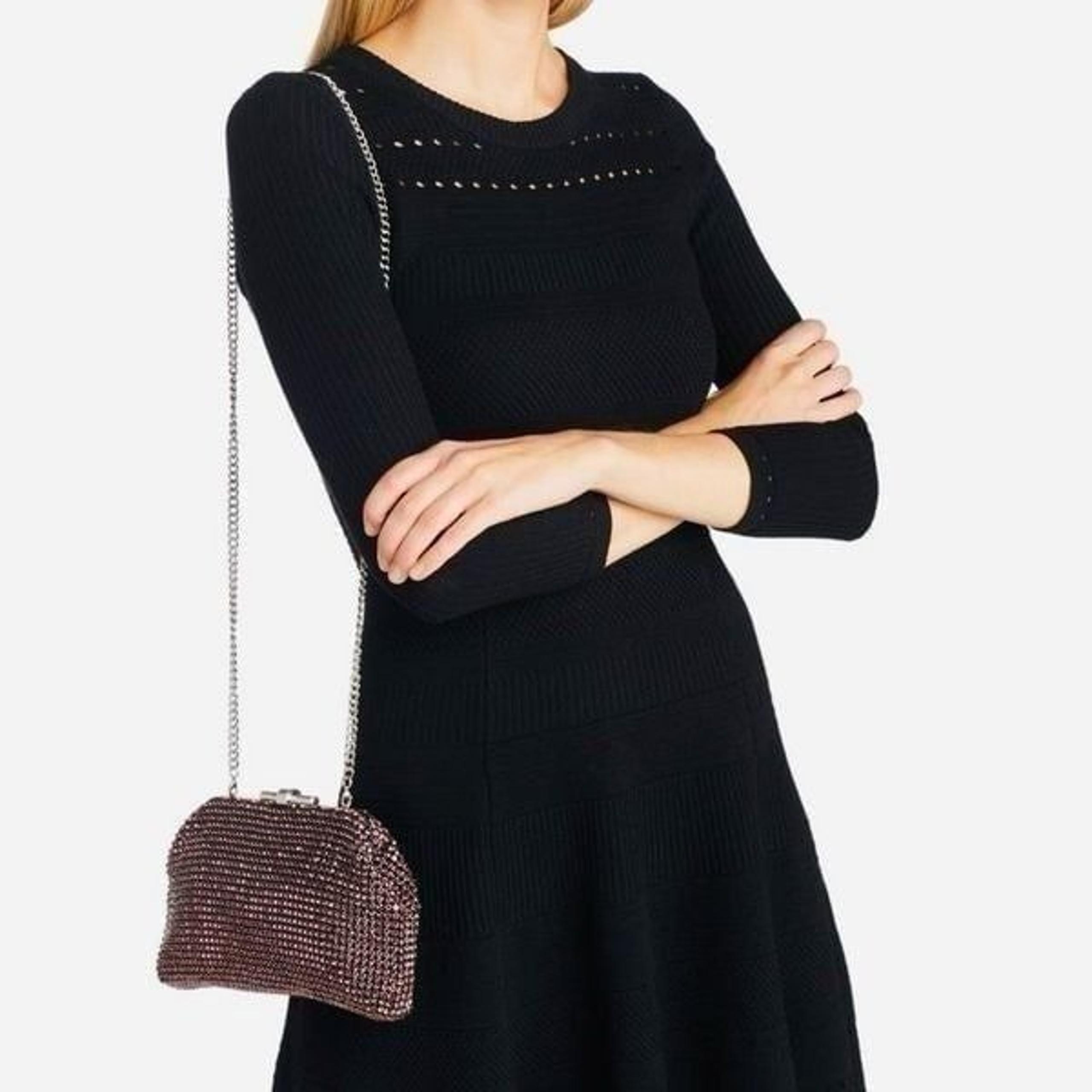 REISS ADALINE EMBELLISHED SPARKLE CLUTCH BAG, Evening Party Bags, Purple, NWT