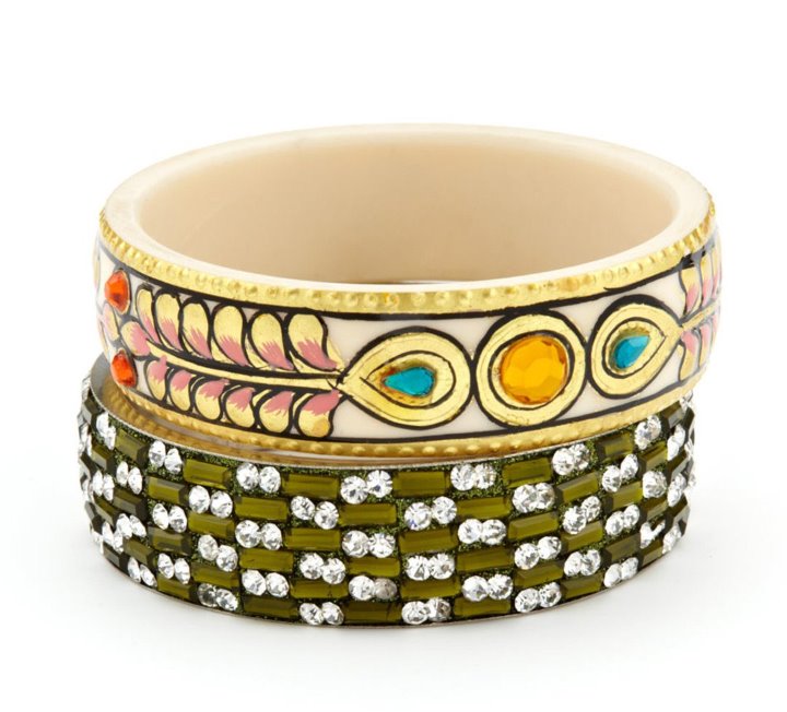 Chamak Set Of 2 Peacock Bangle Bracelets