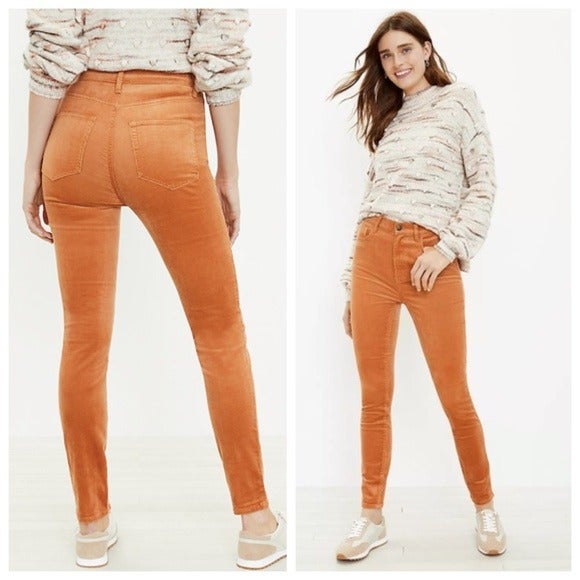 LOFT Skinny Corduroy Pants in Light Sienna Tan Fall Pumpkin 31 Petite
