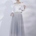 eimy istoire★Organza Pearl Flare Skirt★Black