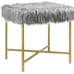 Ottoman Footrest W/Padded,Luxurious Faux Fur Covered Seat and Gold Metal Base