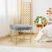 Ottoman Footrest W/Padded,Luxurious Faux Fur Covered Seat and Gold Metal Base