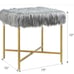 Ottoman Footrest W/Padded,Luxurious Faux Fur Covered Seat and Gold Metal Base